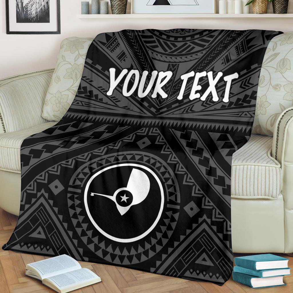 Yap Personalised Premium Blanket - Yap Seal With Polynesian Tattoo Style White - Polynesian Pride