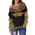 Marquesas Islands Polynesian Chief Women's Off Shoulder Sweater - Gold Version - Polynesian Pride