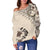 Cook Islands The Beige Hibiscus Off Shoulder Sweater - Polynesian Pride