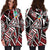 Guam Women's Hoodie Dress - Tribal Flower Special Pattern Red Color Red - Polynesian Pride