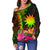 Nauru Polynesian Women's Off Shoulder Sweater - Hibiscus and Banana Leaves - Polynesian Pride