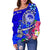 FSM Custom Personalised Women's Off Shoulder Sweater - Turtle Plumeria (Blue) - Polynesian Pride