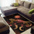 Nauru Polynesian Area Rugs - Turtle With Blooming Hibiscus Gold - Polynesian Pride