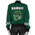 Hawaii Warrior Helmet Football Green Kakau Women's Bomber Jacket - Polynesian Pride