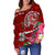 Tahiti Custom Personalised Women's Off Shoulder Sweater - Turtle Plumeria (Red) - Polynesian Pride