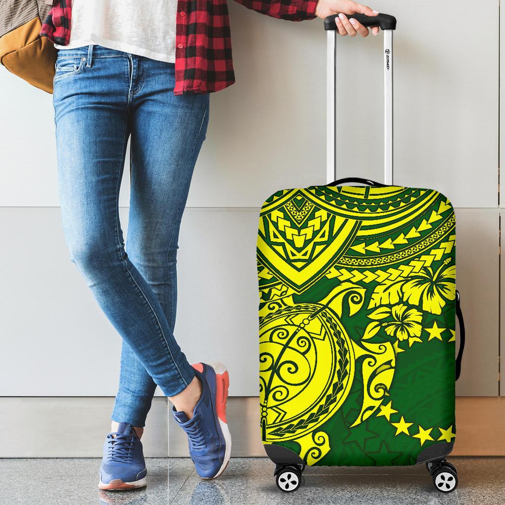 Cook Islands Polynesian Luggage Cover - Polynesian Turtle Yellow - Polynesian Pride