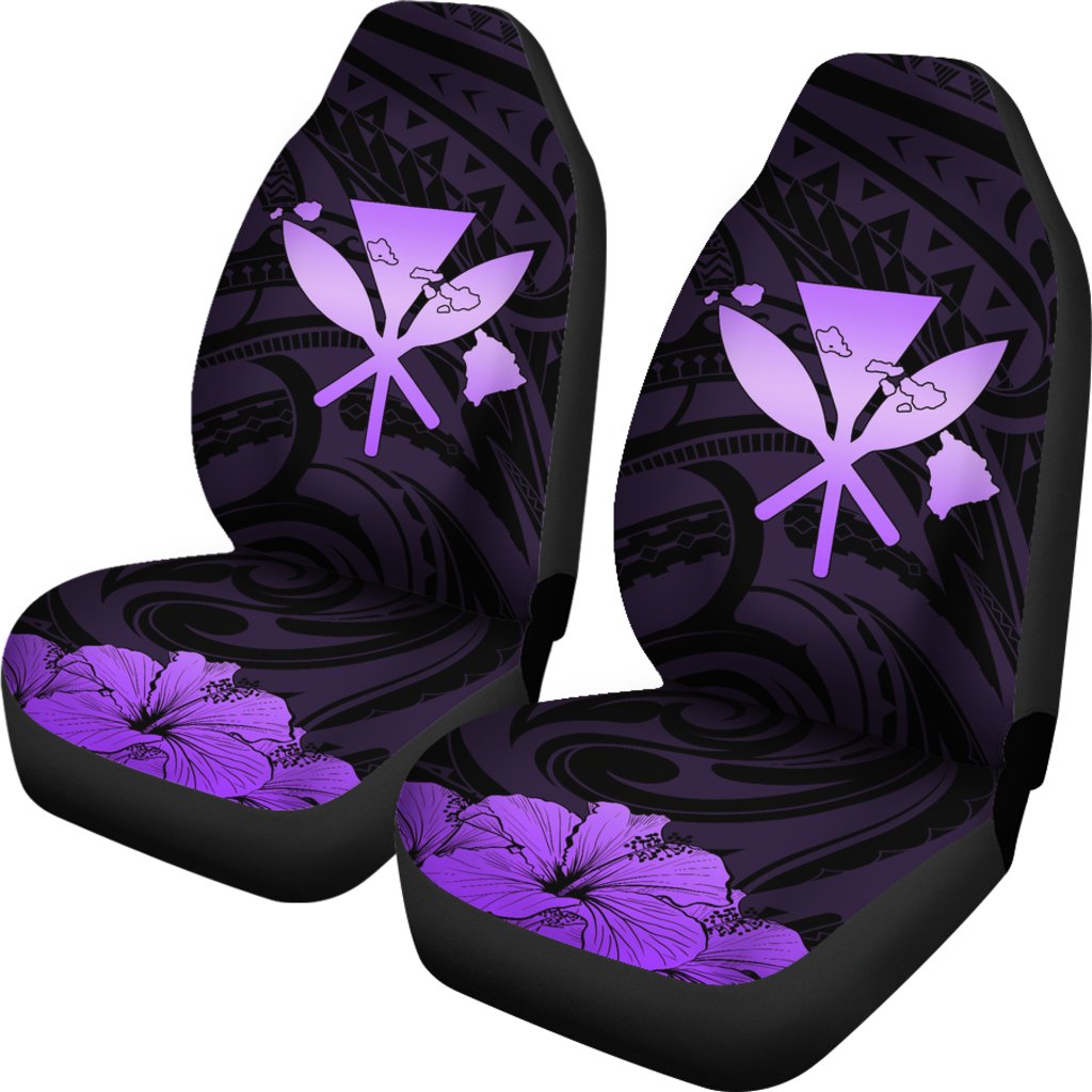 Hawaiian Kanaka Car Seat Covers Hibiscus Polynesian Love Violet Universal Fit Violet - Polynesian Pride