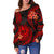 Tahiti Polynesian Off Shoulder Sweater - Red Plumeria - Polynesian Pride