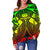 Samoa Polynesian Women's Off Shoulder Sweater - Samoa Reggae Seal with Polynesian Tattoo - Polynesian Pride