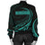 Hawaii Turtle Polynesian Women's Bomber Jacket - Turquoise - Frida Style - Polynesian Pride