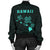 Hawaii Kakau Polynesian Three Turtles Map Women's Bomber Jacket - Turquoise - Polynesian Pride