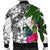 Kosrae Custom Personalised Men's Bomber Jacket White - Turtle Plumeria Banana Leaf - Polynesian Pride