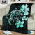 Hibiscus Plumeria Mix Polynesian Turquoise Turtle Premium Blanket - Polynesian Pride