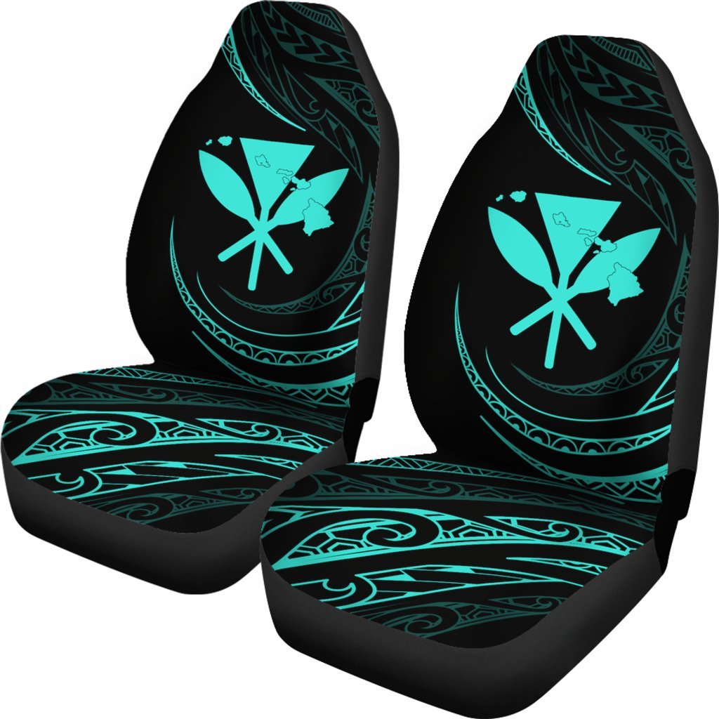 Kanaka Car Seat Covers - Turquoise - Frida Style Universal Fit Black - Polynesian Pride