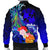 Tonga Custom Personalised Men's Bomber Jacket - Humpback Whale with Tropical Flowers (Blue) - Polynesian Pride