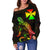 Wallis and Futuna Polynesian Women's Off Shoulder Sweater - Turtle With Blooming Hibiscus Reggae - Polynesian Pride