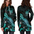 Niue Polynesian Hoodie Dress - Turtle With Blooming Hibiscus Turquoise - Polynesian Pride