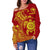 Hawaii Polynesian Personalised Women's Off Shoulder Sweater - Vintage Polynesian Turtle (Red) Red - Polynesian Pride