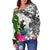 Kosrae Custom Personalised Women's Off Shoulder Sweater White - Turtle Plumeria Banana Leaf - Polynesian Pride