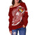 Tonga Women'S Off Shoulder Sweater Shark Coat Of Arms - Polynesian Pride