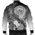 Polynesian Hawaii Men's Bomber Jacket - Humpback Whale with Tropical Flowers (White) - Polynesian Pride