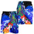 Polynesian Hawaii Men's Shorts - Humpback Whale with Tropical Flowers (Blue) - Polynesian Pride