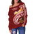 American Samoa Women's Off Shoulder Sweater - AS Seal Polynesian Patterns Plumeria - Polynesian Pride