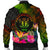 Niue Polynesian Men's Bomber Jacket - Hibiscus and Banana Leaves - Polynesian Pride