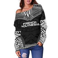 French Polynesia Polynesian Chief Women's Off Shoulder Sweater - Black Version - Polynesian Pride