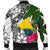 Tokelau Custom Personalised Men's Bomber Jacket White - Turtle Plumeria Banana Leaf - Polynesian Pride