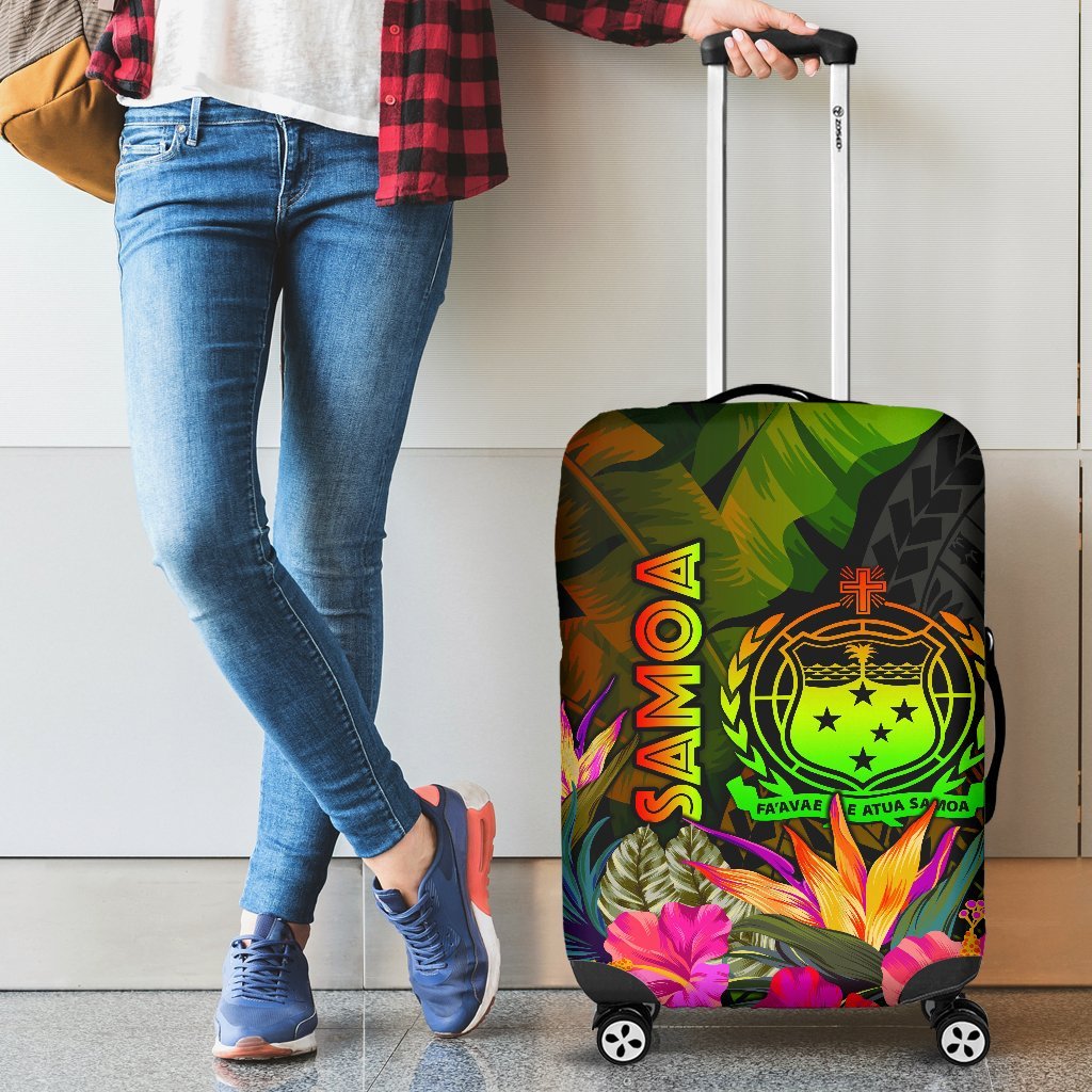 Samoa Polynesian Luggage Covers - Hibiscus and Banana Leaves Reggae - Polynesian Pride