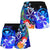 Polynesian Hawaii Women's Shorts - Kanaka Maoli Humpback Whale with Tropical Flowers (Blue) - Polynesian Pride