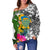 Tuvalu Custom Personalised Women's Off Shoulder Sweater White - Turtle Plumeria Banana Leaf - Polynesian Pride