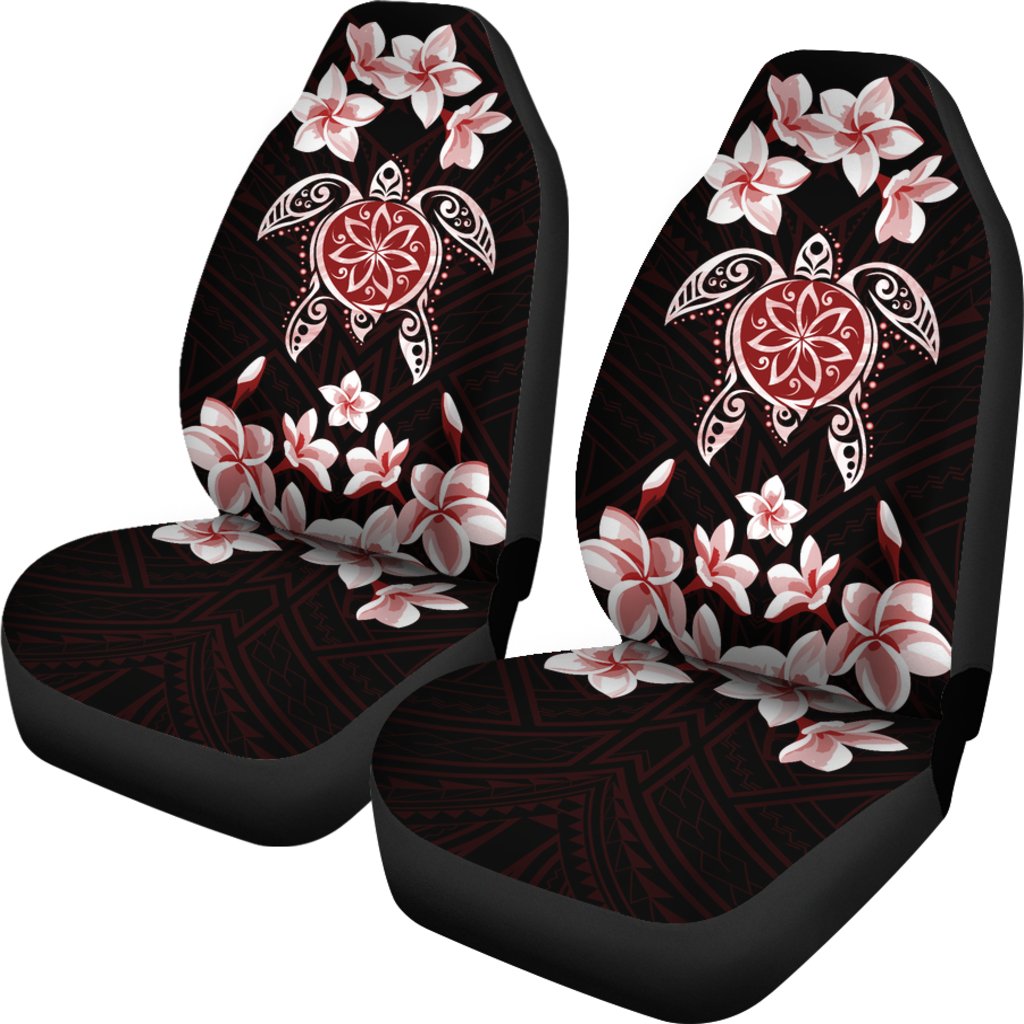 Hawaii Car Seat Covers - Hawaiian Reddie Turtle Plumeria - AH Universal Fit Red - Polynesian Pride