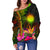 Marshall Islands Polynesian Women's Off Shoulder Sweater - Hibiscus and Banana Leaves - Polynesian Pride