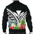 Hawaii Men's Bomber Jacket - Hawaii Coat of Arms & Polynesian Tropical Flowers White - Polynesian Pride