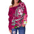 Tonga Women's Off Shoulder Sweater - Turtle Plumeria (Pink) - Polynesian Pride