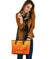 Sun In Leo Zodiac Small Leather Tote Polynesian Tattoo Simple - Orange - Polynesian Pride