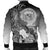 Polynesian Hawaii Custom Personalised Men's Bomber Jacket - Humpback Whale with Tropical Flowers (White) - Polynesian Pride