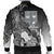 Fiji Men's Bomber Jacket - Humpback Whale with Tropical Flowers (White) - Polynesian Pride