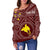 Papua New Guinea Personalised Women's Off Shoulder Sweater - Flag With Polynesian Patterns (Red) - Polynesian Pride