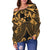 Tonga Polynesian Women's Off Shoulder Sweater - Tonga Gold Seal Polynesian Tattoo - Polynesian Pride