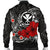 Polynesian Hawaii Kanaka Maoli Men's Bomber Jacket - Humpback Whale with Hibiscus (White) - Polynesian Pride