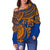 Marshall Islands Polynesian Off Shoulder Sweater (Women) - Blue Turtle - Polynesian Pride