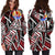 Tahiti Women's Hoodie Dress - Tribal Flower Special Pattern Red Color Red - Polynesian Pride