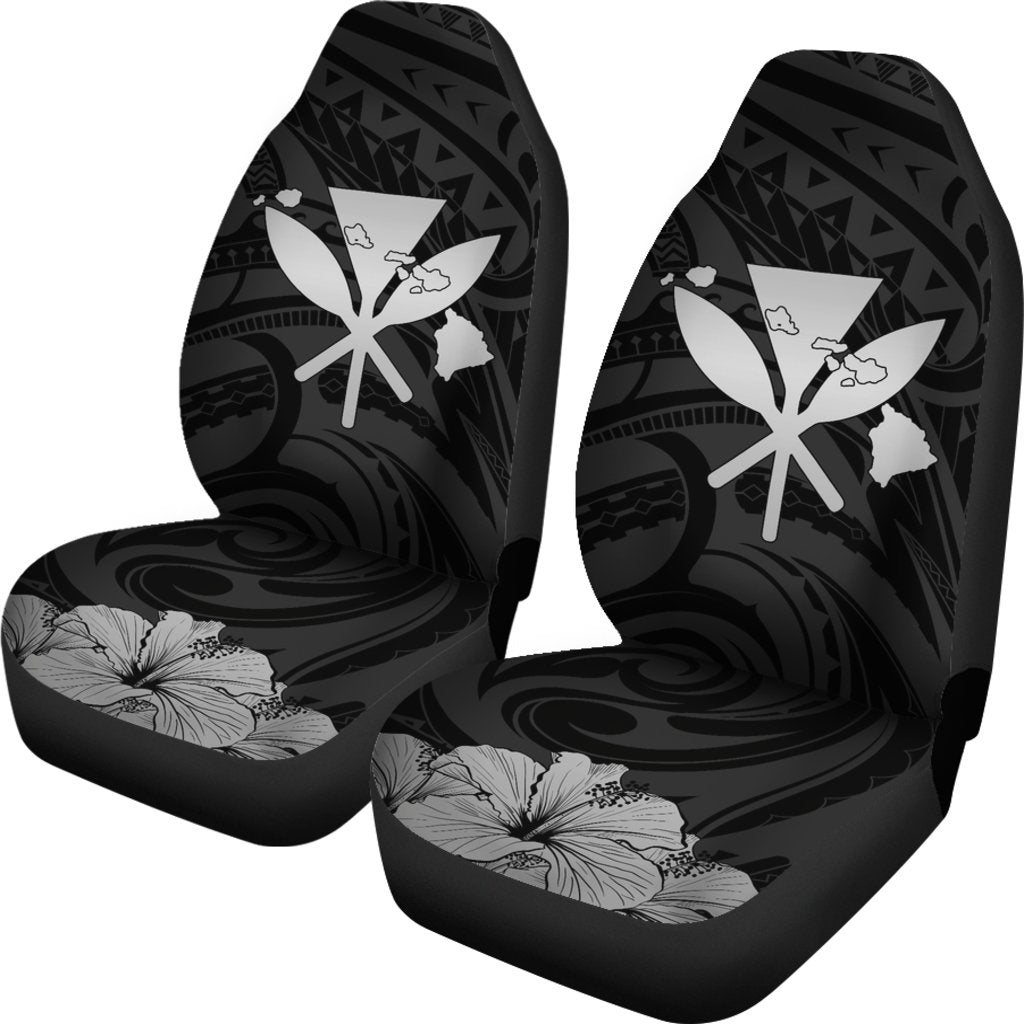 Hawaiian Kanaka Car Seat Covers Hibiscus Polynesian Love Gray Universal Fit Gray - Polynesian Pride