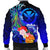 Polynesian Hawaii Custom Personalised Men's Bomber Jacket - Kanaka Maoli Humpback Whale with Tropical Flowers (Blue) - Polynesian Pride