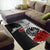 Tahiti Polynesian Custom Personalised Are Rug - Coat Of Arm With Hibiscus White - Polynesian Pride