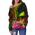 Tokelau Polynesian Personalised Women's Off Shoulder Sweater - Hibiscus and Banana Leaves - Polynesian Pride