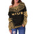 Niue Polynesian Chief Women's Off Shoulder Sweater - Gold Version - Polynesian Pride